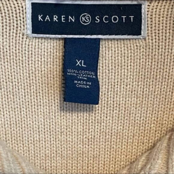 Karen Scott Shawl Collar Cable Knit Sweater w/ Front Buckle Design ... - Picture 9 of 10